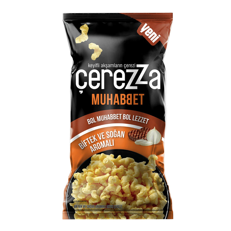 Çerezza Muhabbet Steak & Onion Flavored Corn Snack (Biftek & Soğan Aromalı Mısır Çerezi) 60g