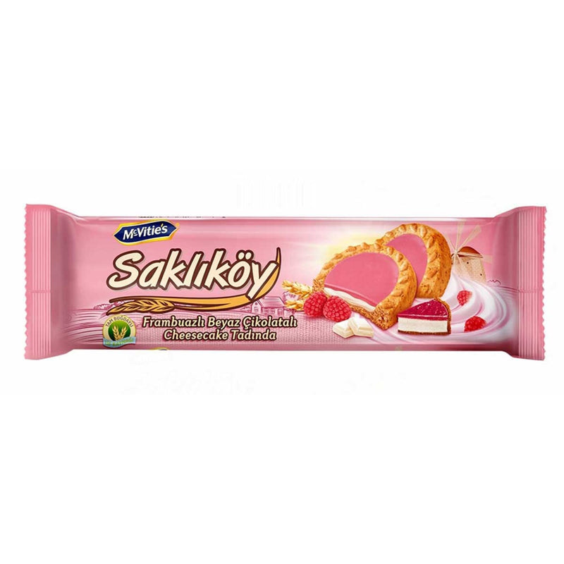 Ülker Saklıköy Raspberry White Chocolate Biscuit  (Frambuazlı Beyaz Çikolatalı Bisküvi) 100gr