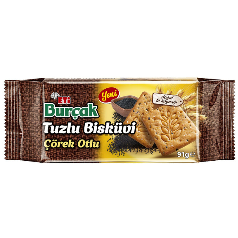 Eti Burçak Salted Black Cumin Biscuit (Tuzlu Çörek Otlu Bisküvi) 91g