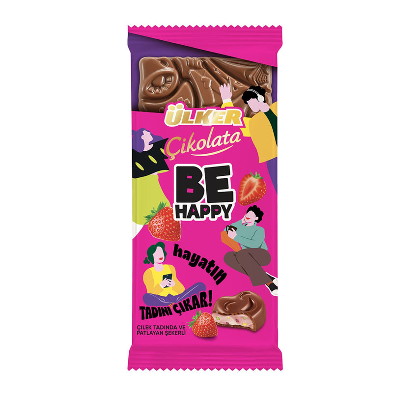 Ülker White Chocolate Square with Strawberry (Kare Çilekli Parçacıklı Beyaz Çikolata) 60g