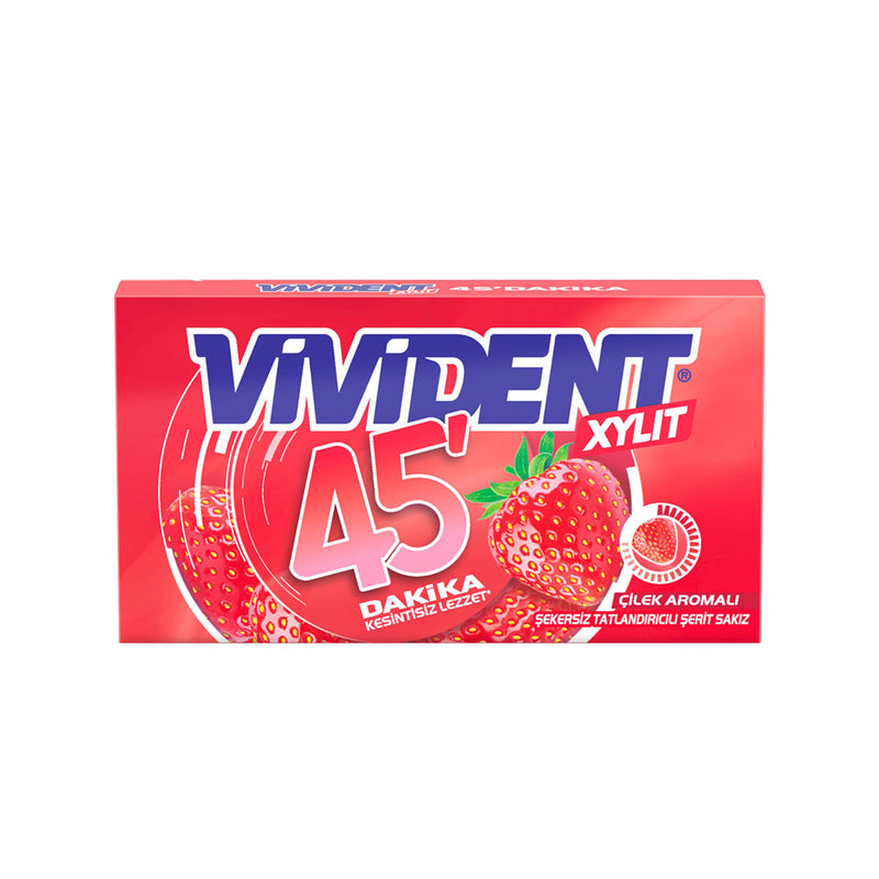 Vivident 45Dk Wallet Strawberry Flavored Gum (Cüzdan Çilek Aromalı Sakız) 26g
