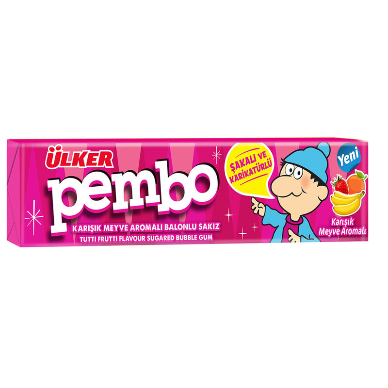 Ülker Pembo Mixed Fruit Flavored Bubble Gum (Karışık Meyve Aromalı Balonlu Sakız) 22g