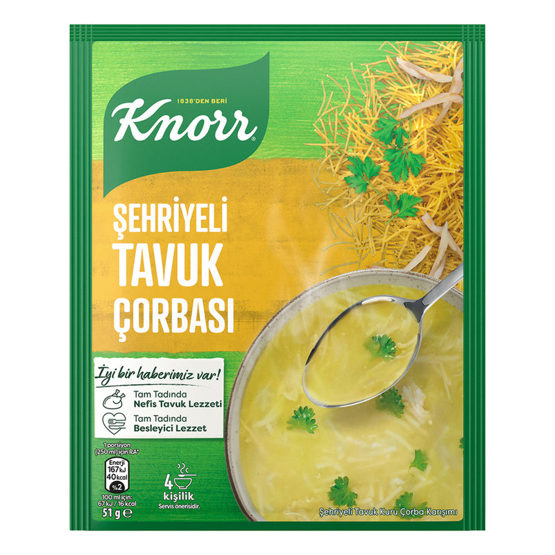 Knorr Instant Noodle Soup Chicken for 4 People (Hazır Çorba Şehriyeli Tavuk 4 Kişilik) 51g