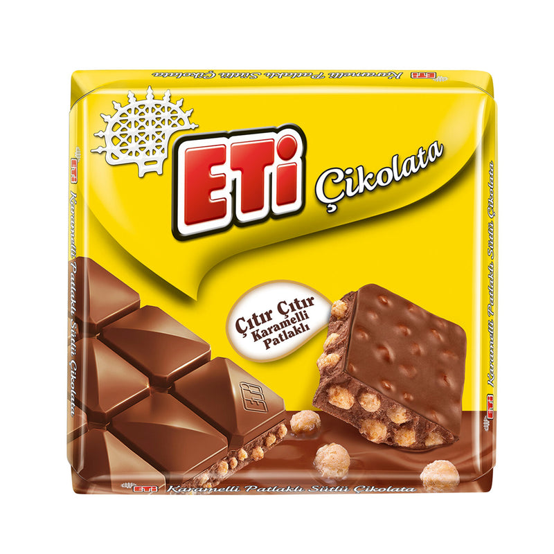Eti Milk Chocolate Squares with Caramel Popsicles (Karamelli Patlaklı Sütlü Kare Çikolata) 57g