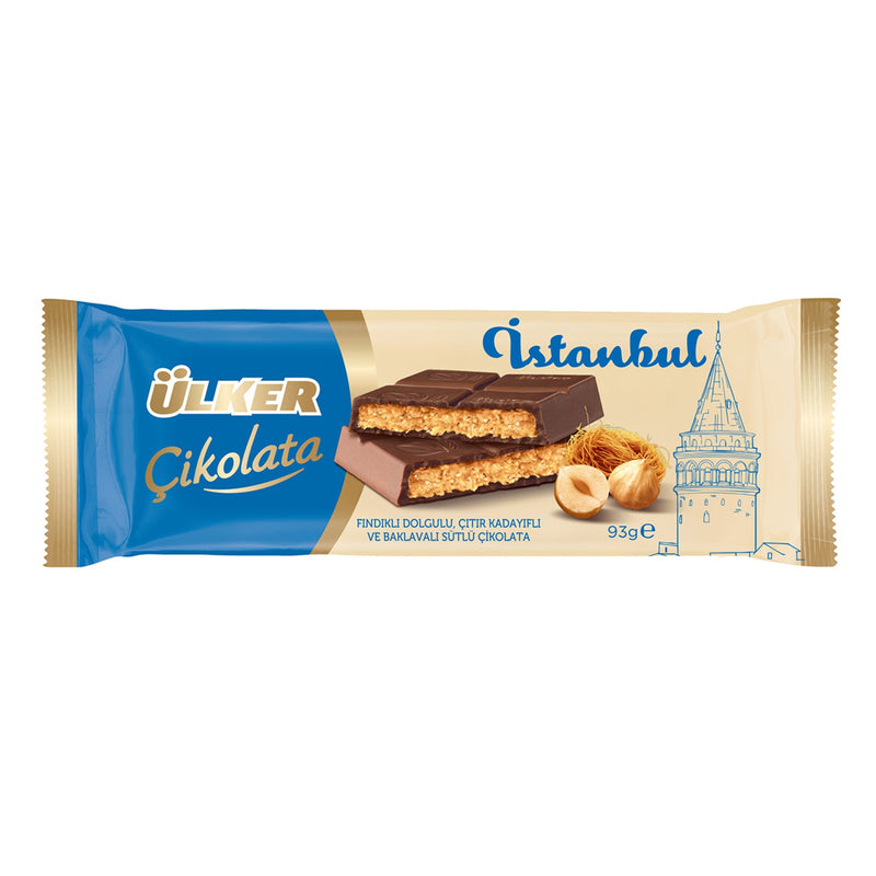 Ülker Chocolate Istanbul Hazelnut & Crispy Kadayif (Çikolata İstanbul Fındıklı & Çıtır Kadayıflı) 93g