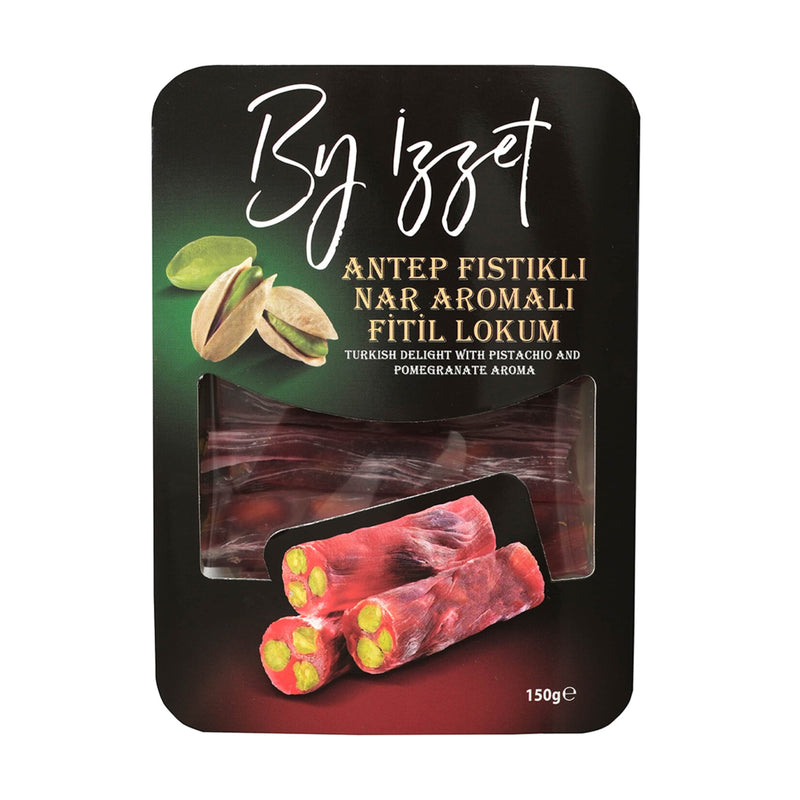 By İzzet Pistachio and Pomegranate Flavored Wick Turkish Delight (Antep Fıstıklı Nar Aromalı Fitil Lokum) 150g