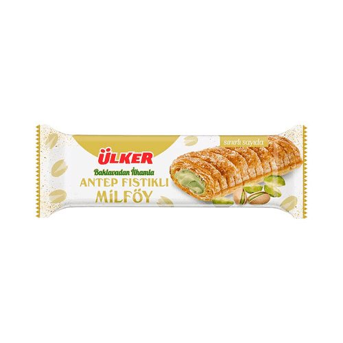 Ülker Kat Kat Tat Puff Pastry with Pistachio (Antep Fıstıklı Milföy) 28g