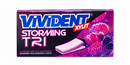 Vivident Storming Tri Strawberry, Raspberry, and Redcurrant-Flavored Chewing Gum (Çilek Ahududu ve Frenk Üzümü Aromalı Sakız) 33g