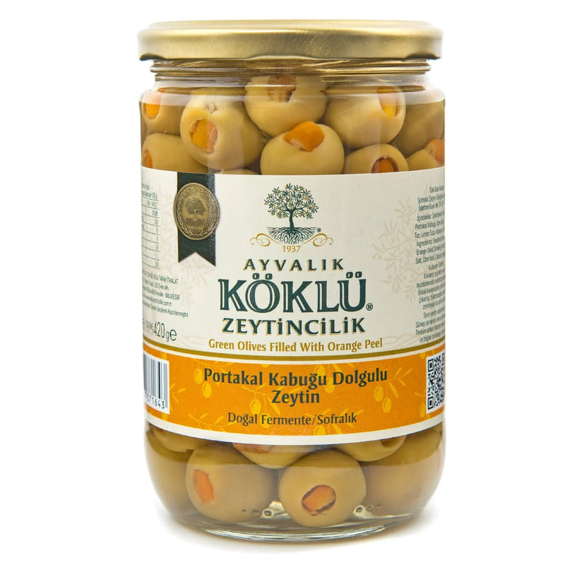 Ayvalık Köklü Olive Cultivation Orange Peel Stuffed Olives (Portakal Kabuğu Dolgulu Zeytin) 420g