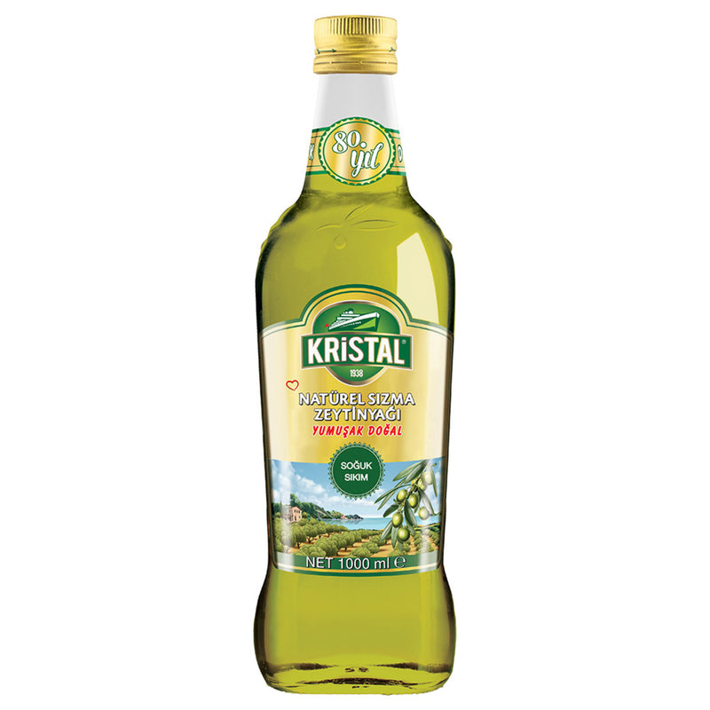 Kristal Natural Extra Virgin Olive Oil (Natürel Sızma Zeytinyağı Yumuşak Doğal Cam Şişe) 1L