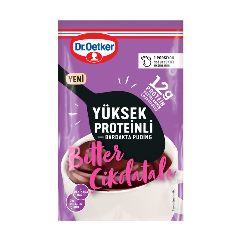 Dr.Oetker Dark Chocolate Pudding Cup Mix (Bardakta Yüksek Proteinli Bitter Çikolatalı Puding) 28g