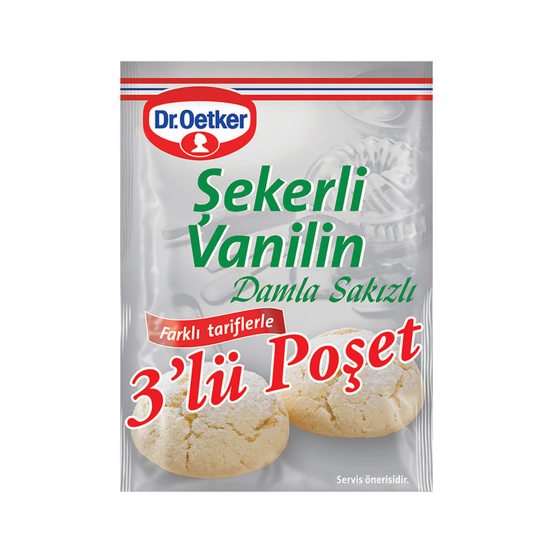 Dr. Oetker Vanilla Sugar with Mastic Gum Flavor (Şekerli Vanilin Damla Sakızlı 3'lü Paket) 15g