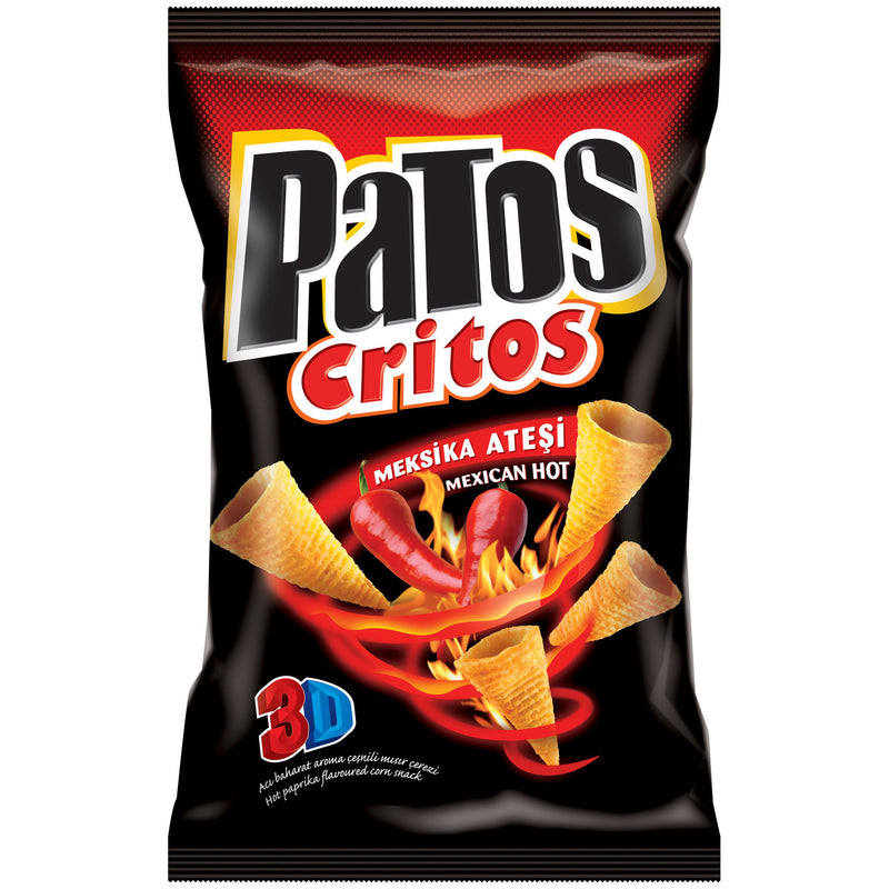 Patos Critos Mexican Hot Spicy Corn Snacks (Acı Baharat Aromalı Çeşnili Mısır Çerez) 115g