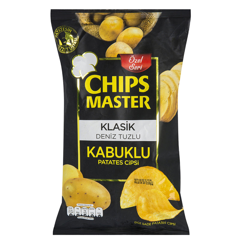 Chips Master Classic Sea Salt Potato Chips (Klasik Kabuklu Patates Cipsi) 110g