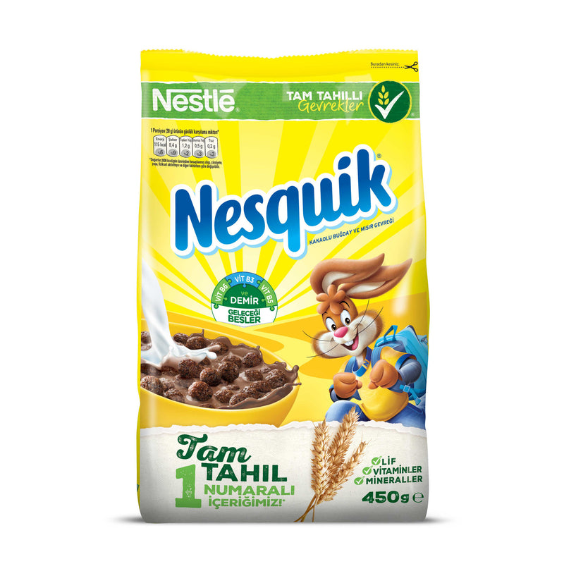 Nestle Nesquik Cocoa Wheat and Corn Puffs (Kakaolu Buğday Ve Mısır Gevreği) 450g