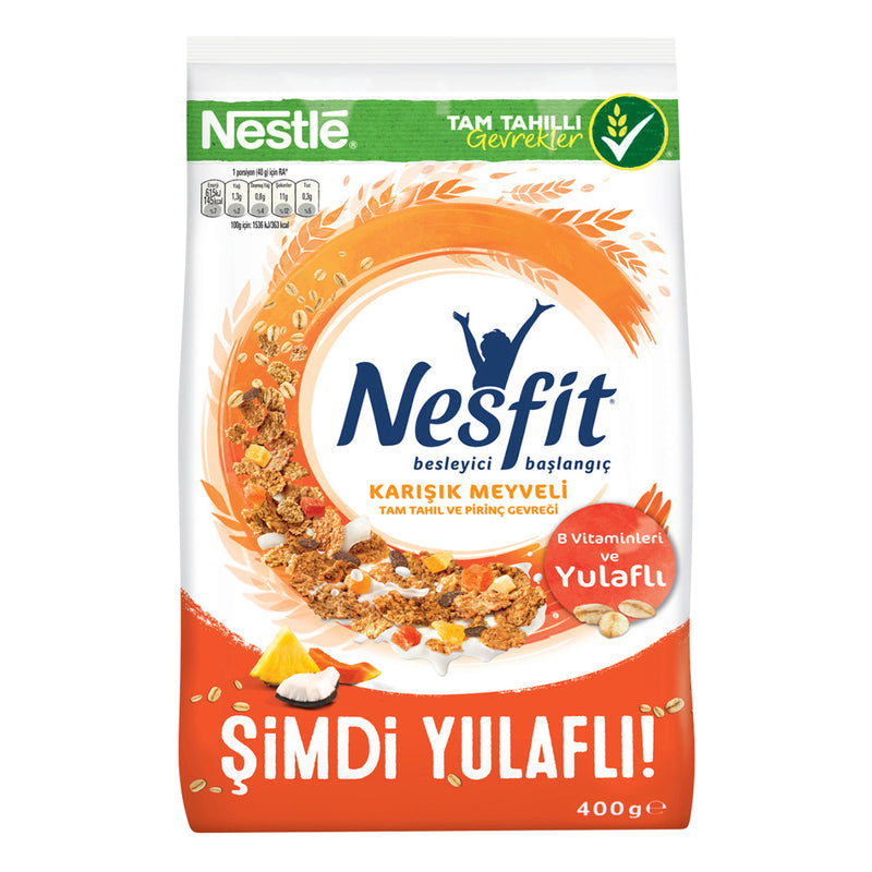 Nesfit Rice and Grain Flakes with Mixed Fruit (Karışık Meyveli Kahvaltılık Gevrek) 400g