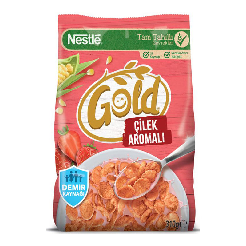 Nestlé Gold Corn Flakes Strawberry (Çilek Aromalı Mısır Gevreği) 310g