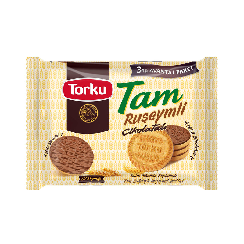 Torku Whole Wheat Chocolate Biscuits (Tam Ruşeymli Çikolata Kaplamalı Bisküvi) 3X84g