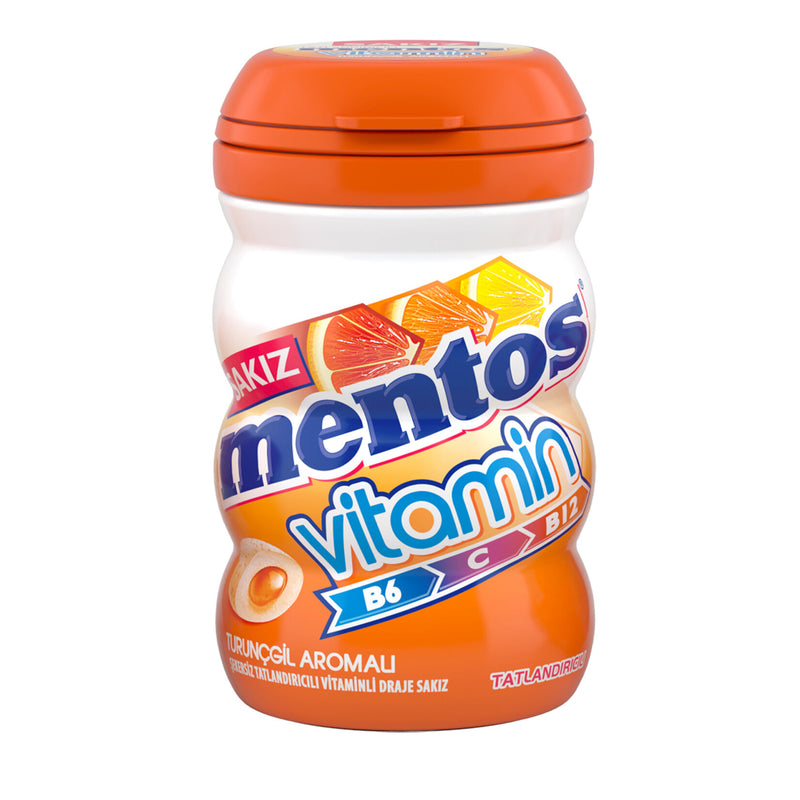 Mentos Vitamin Citrus Dragee Gum (Vitamin Turunçgil Aromalı Draje Sakız) 90g