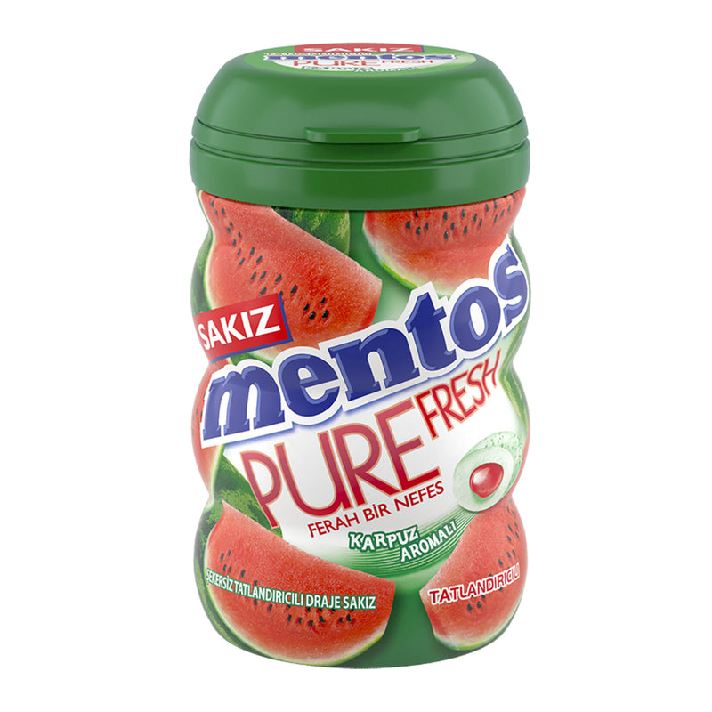Mentos Pure Fresh Watermelon Flavored Dragee Gum (Karpuz Aromalı Draje Sakız) 90g