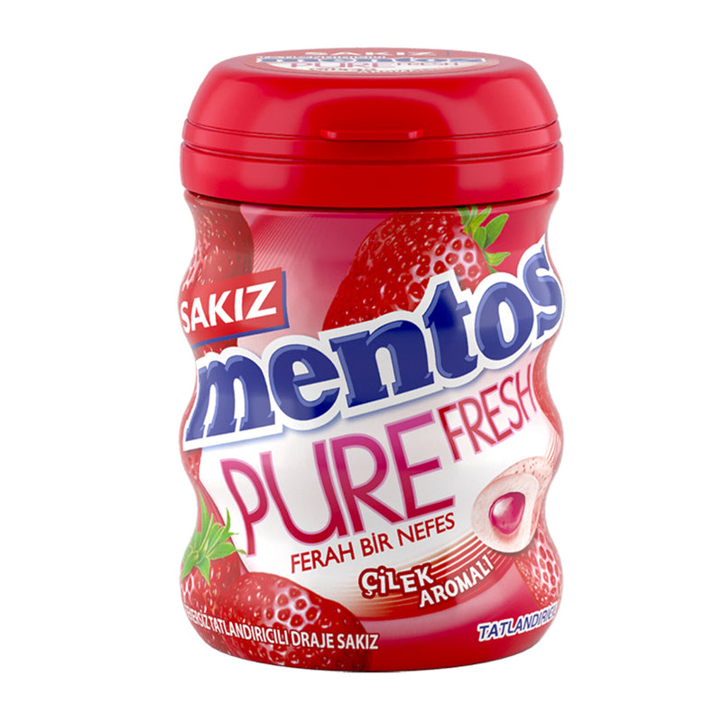 Mentos Pure Fresh Strawberry Flavored Dragee Gum (Çilek Aromalı Draje Sakız) 60g