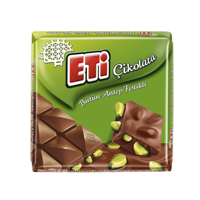 Eti Milk Chocolate with Whole Pistachios (Antep Fıstıklı Kare Çikolata) 70g