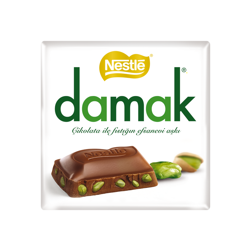 Nestle Damak Milk Chocolate with Pistachios (Antep Fıstklı Sütlü Kare Çikolata) 60g