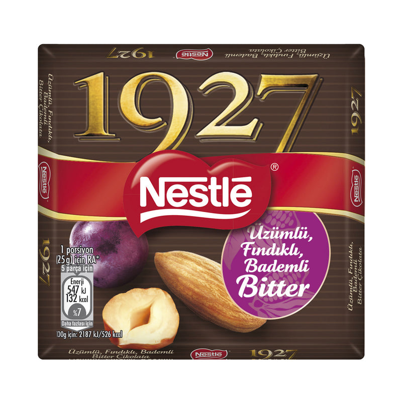 Nestle 1927 Bitter Chocolate with Grapes, Hazelnuts, Almonds (Üzüm Fındık Badem Bitter Çikolata) 65g