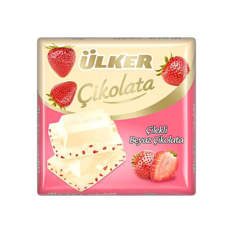 Ülker White Chocolate Square with Strawberry (Kare Çilekli Parçacıklı Beyaz Çikolata) 60g