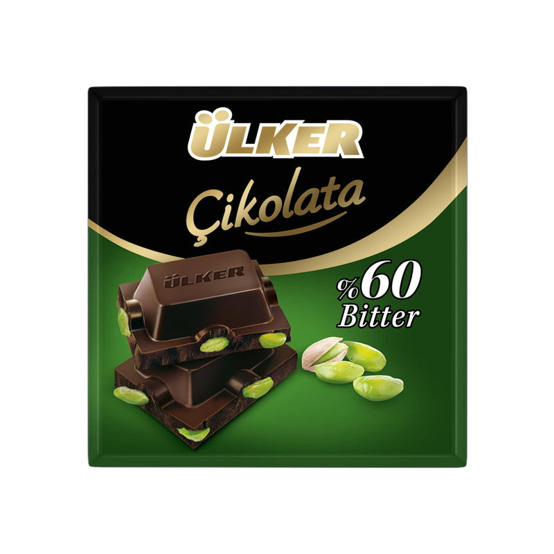 Ülker Bitter Chocolate Pistachio Square(Çikolata Bitter Fıstıklı Kare) 60g