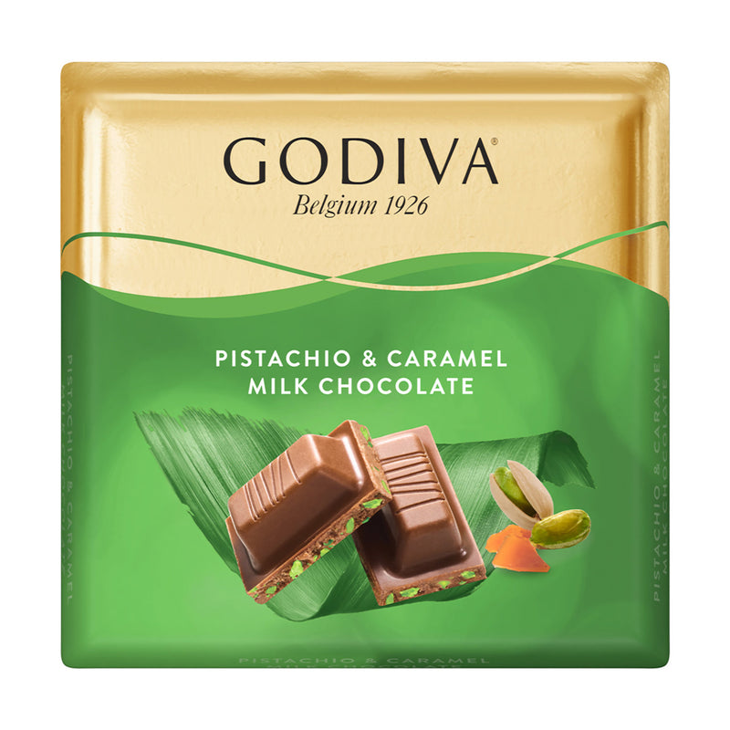 Godiva Pistachio & Caramel Milk Chocolate Square (Antep Fıstıklı & Karamelli Sütlü Çikolata Kare) 60g