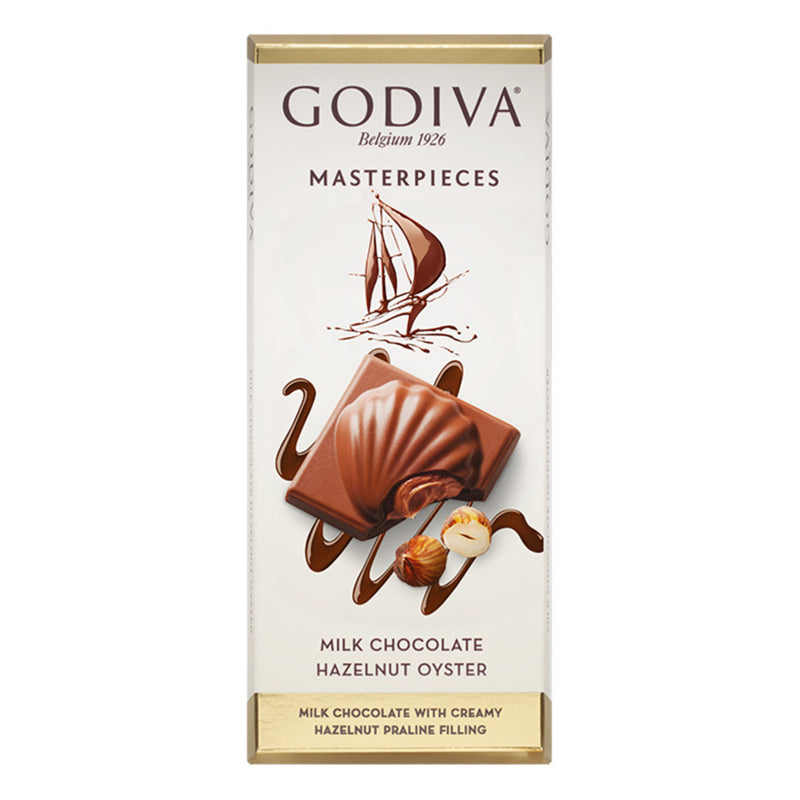 Godiva Masterpieces Milk Chocolate Hazelnut Oyster (Fındıklı Sütlü Çikolata Tablet) 83g