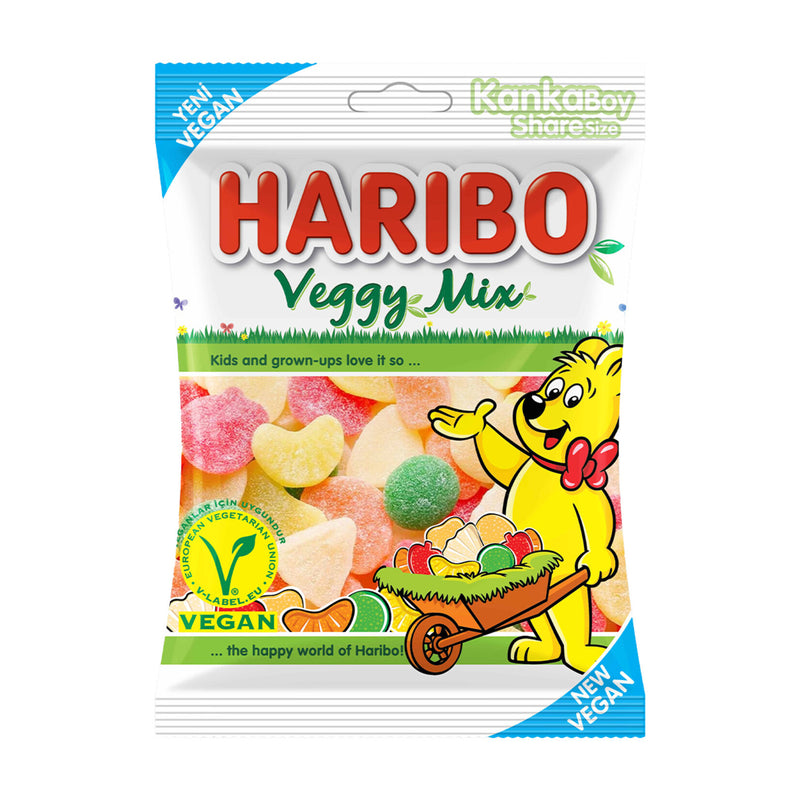 Haribo Veggy Mix Vegan Fruit Gummies (Veggy Mix Meyve Aromalı Yumuşak Şekerleme) 80g