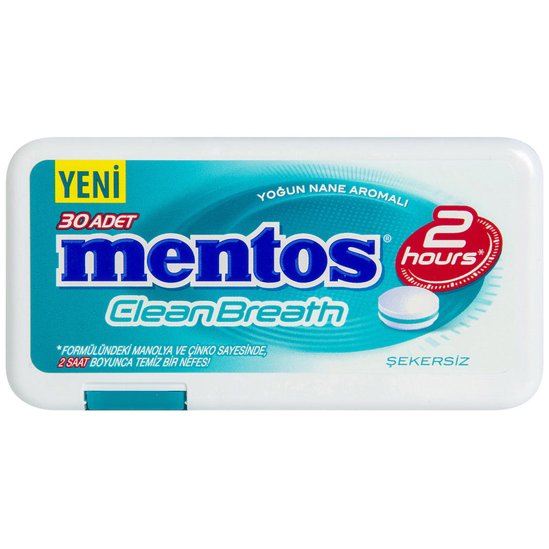 Mentos Clean Breath Sugar-Free Mint Candy (2 Saat Yoğun Nane Aromalı Tablet Şekerleme) 21g