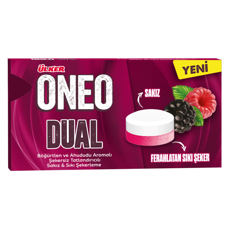 Oneo Dual Blackberry & Raspberry Gum Candy (Böğürtlen&Ahududu Aromalı Sakız&Sıkı Şeker) 13.9g