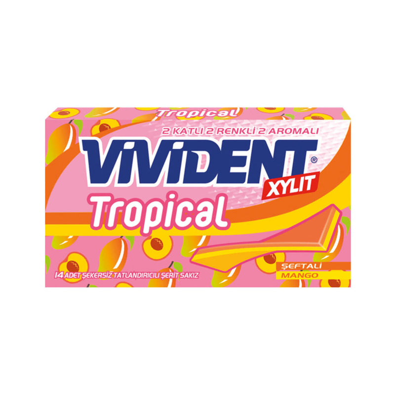 Vivident Tropical Peach & Mango Gum (Tropikal Sakız Şeftali Ve Mango Aromalı) 26g