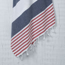 Red/Dark Blue Turkish Bath Cloth (Hamam Peştemal Ladon 3 - Kırmızı / Lacivert)