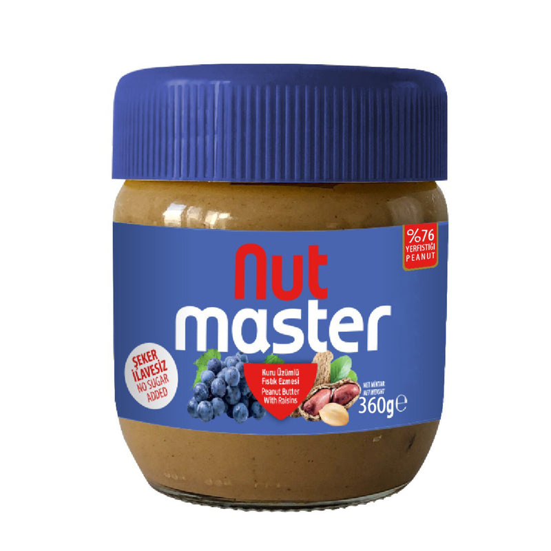 Nut Master Peanut Butter with Raisins (Kuru Üzümlü Yerfıstığı Ezmesi %76) 360g