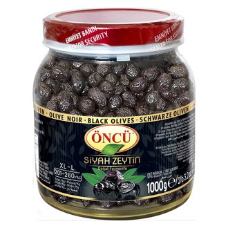 Öncü Natural Black Olives (Doğal Salamura Siyah Zeytin 201-260Ad/Kg )1kg