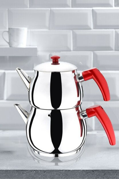 Mini Steel Turkish Teapot (Çaydanlık 2 Kişilik Paslanmaz Çelik Çaydanlık Mini Boy)