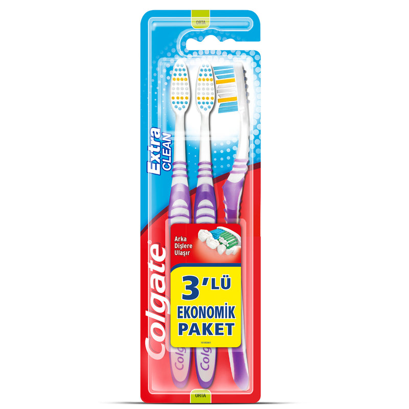 Colgate Extra Clean Medium Toothbrush 3-Pack (Orta Diş Fırçası 2+1)