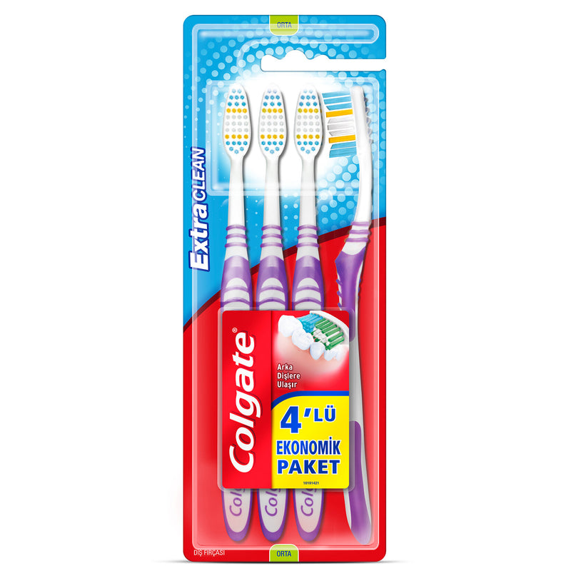 Colgate Extra Clean Medium Toothbrush 4-Pack (Orta Diş Fırçası 3+1)