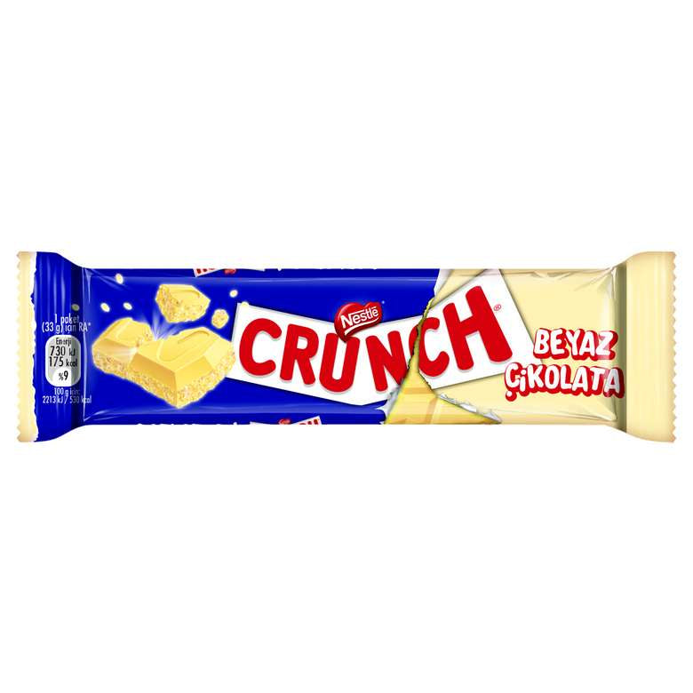 Nestle Crunch White Chocolate with Puffed Rice, 50 pcs  (Beyaz Pirinç Patlaklı Çikolata) 50 adet (33gx50)