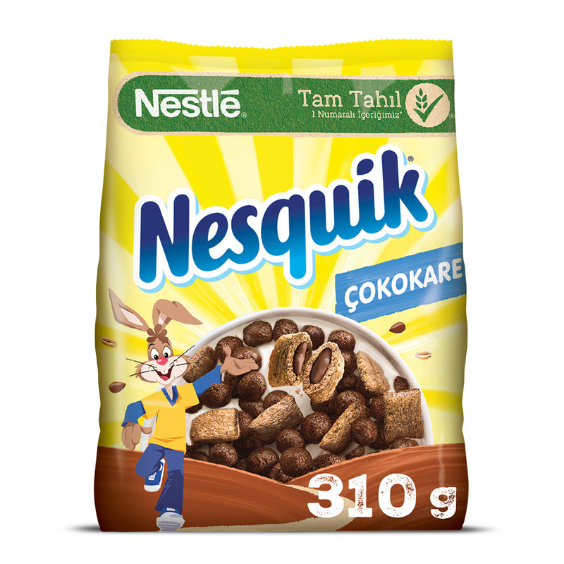 Nesquik Choco-Square Wheat and Corn Puffs (Çokokare Mısır Gevreği) 310g