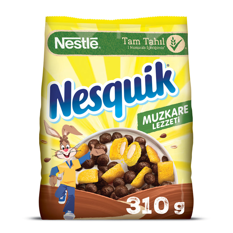 Nesquik Banana-Square Wheat and Corn Puffs (Muzkare Muz Aromalı Tahıl Gevreği) 310g