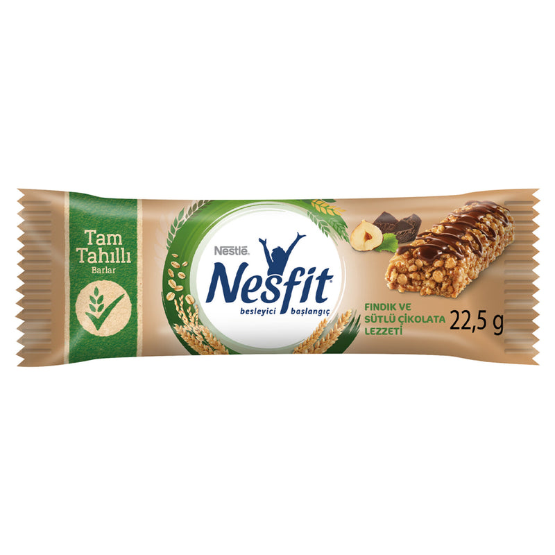 Nestle Nesfit Hazelnut with Milky Chocolate Granola Bar (Sütlü Çikolatalı Fındık Aromalı Tam Tahıllı Bar) 22.5g