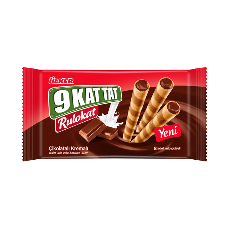 Ülker 9 Kat Tat Rulokat Chocolate Wafer Rolls (Çikolatalı Rulo Gofret) 42g