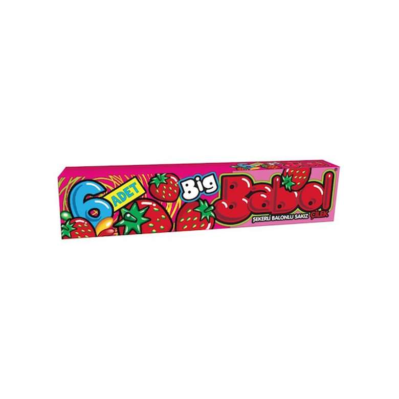 Big Babol Strawberry Chewing Gum (Sakız Çilek Meyve Aromalı) 27g