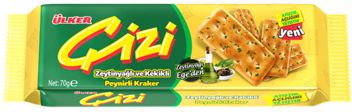 Ülker Çizi Olive Oil & Thyme Cheese Crackers (Zeytinyağlı Kekikli Peynirli Kraker) 70G