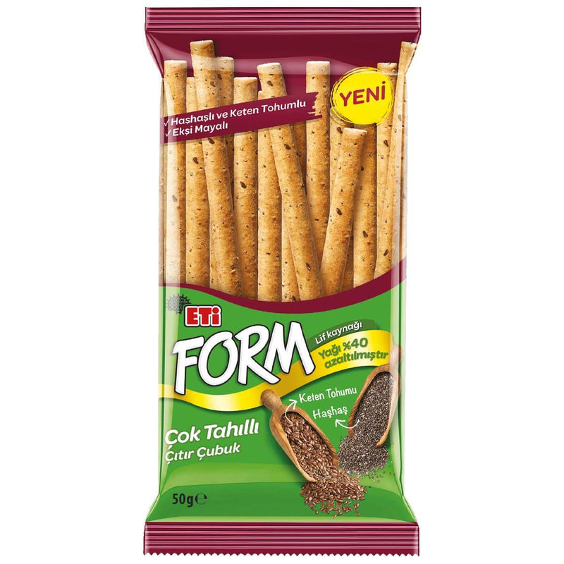 Eti Form Multi-Grain Stick Crackers (Kraker Çubuk Haşhaş Keten Tohum) 50g